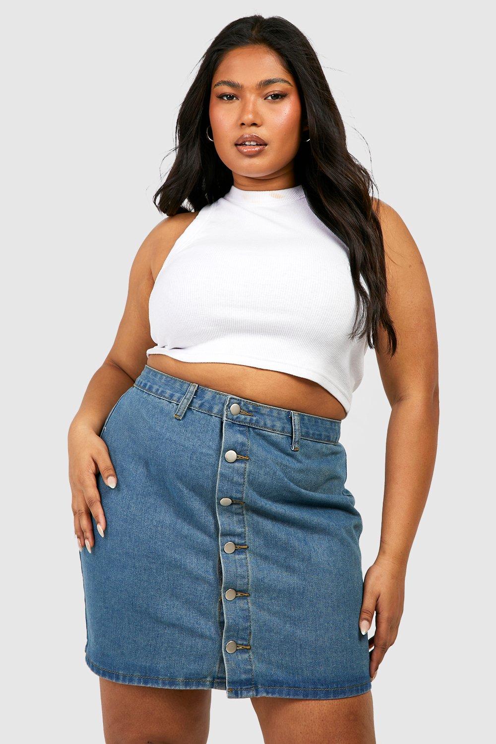 Plus size long denim skirts clearance 40